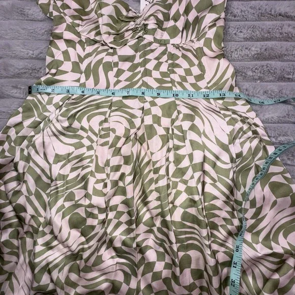 For Love & Lemons Dress Women's Small Green Mini Bow Straps Boned FIt & Flare‎